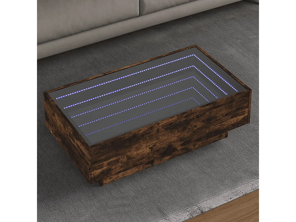 LED-Couchtisch Räuchereiche 90x50x30 cm Holzwerkstoff