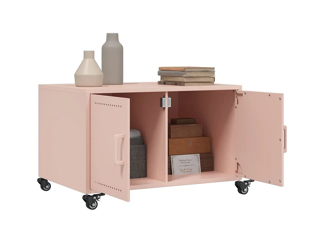 Table basse rose 68x50x43,5 cm acier