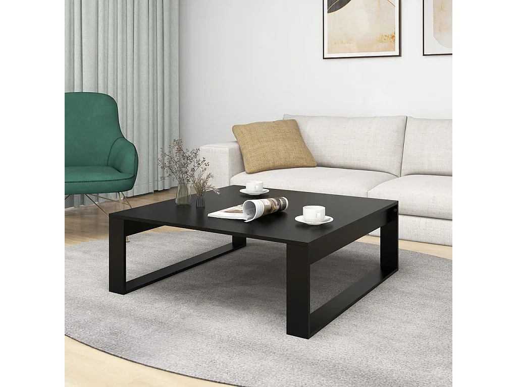 Mesa de centro madera contrachapada negro 100x100x35 cm