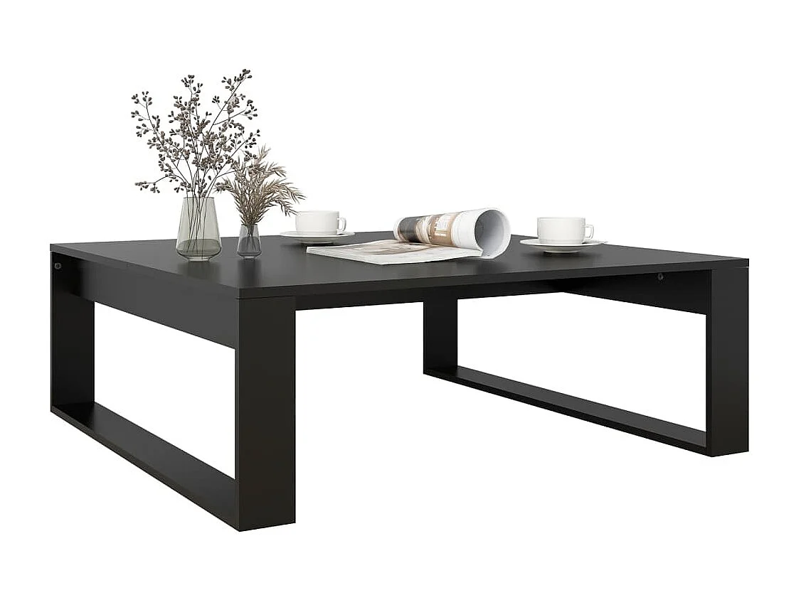 Mesa de centro madera contrachapada negro 100x100x35 cm