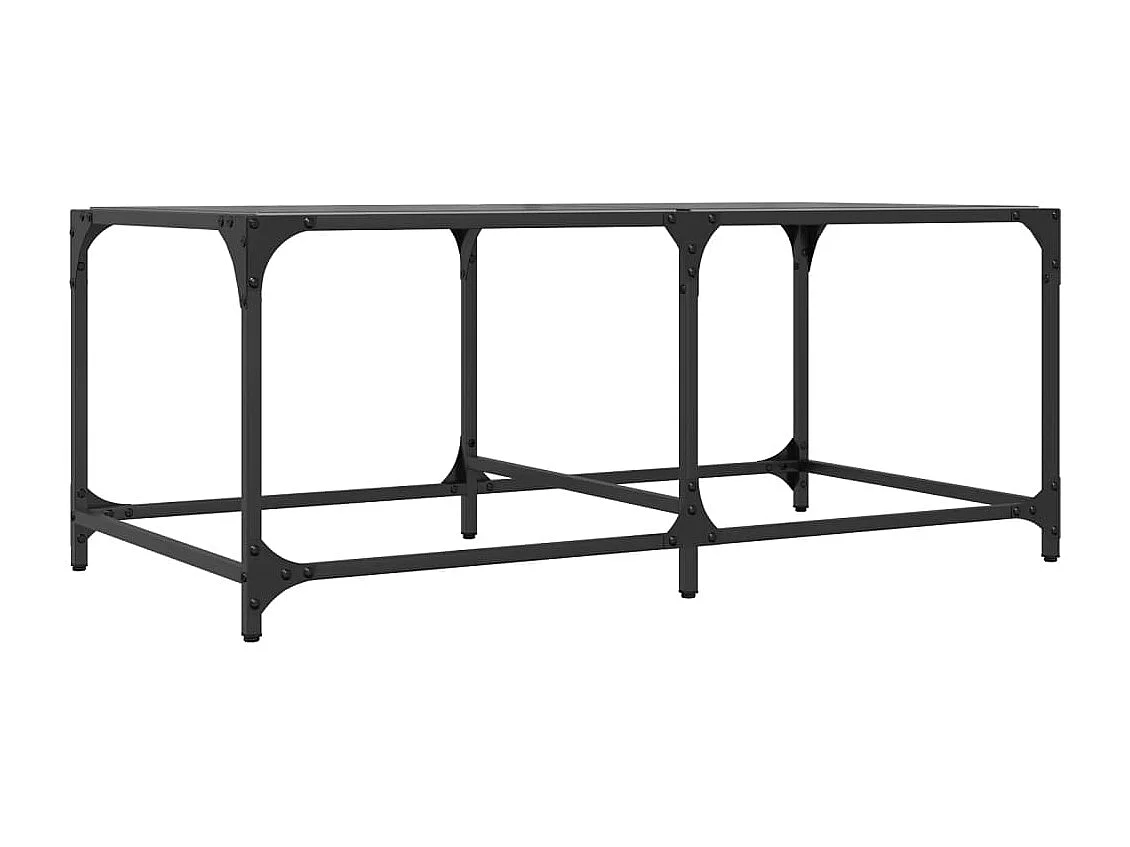 Table basse avec dessus en verre noir 98,5x50x40 cm acier