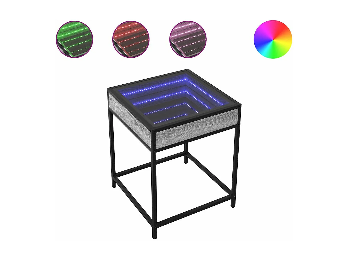 Table basse avec LED Infinity sonoma gris 40x40x51 cm