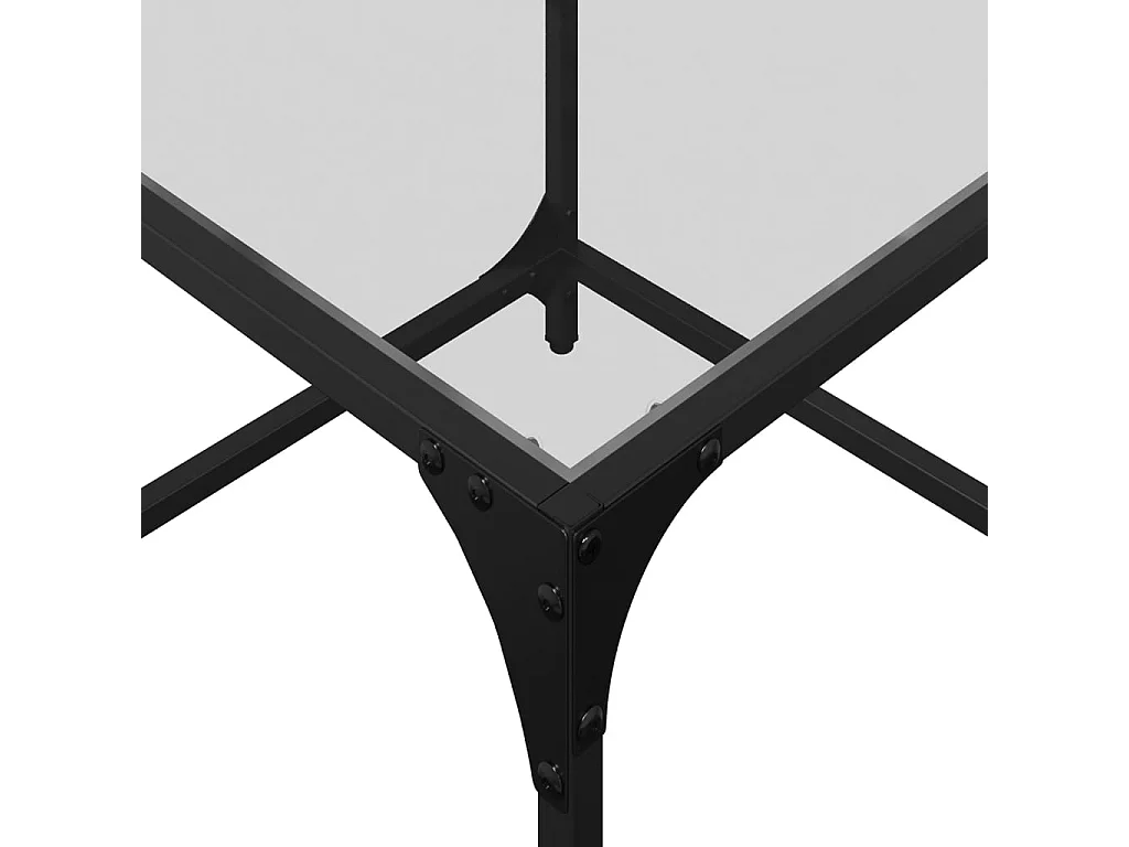 Tavolino Salotto con Piano Vetro Trasparente 50x50x40cm Acciaio