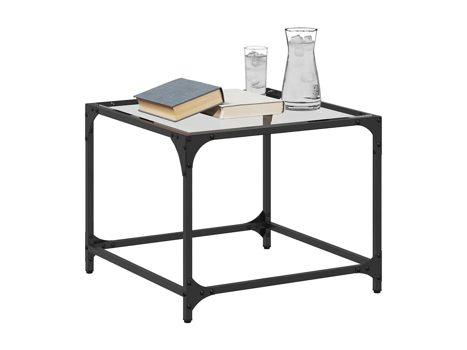 Tables basses avec dessus en verre transparent 2 pcs acier