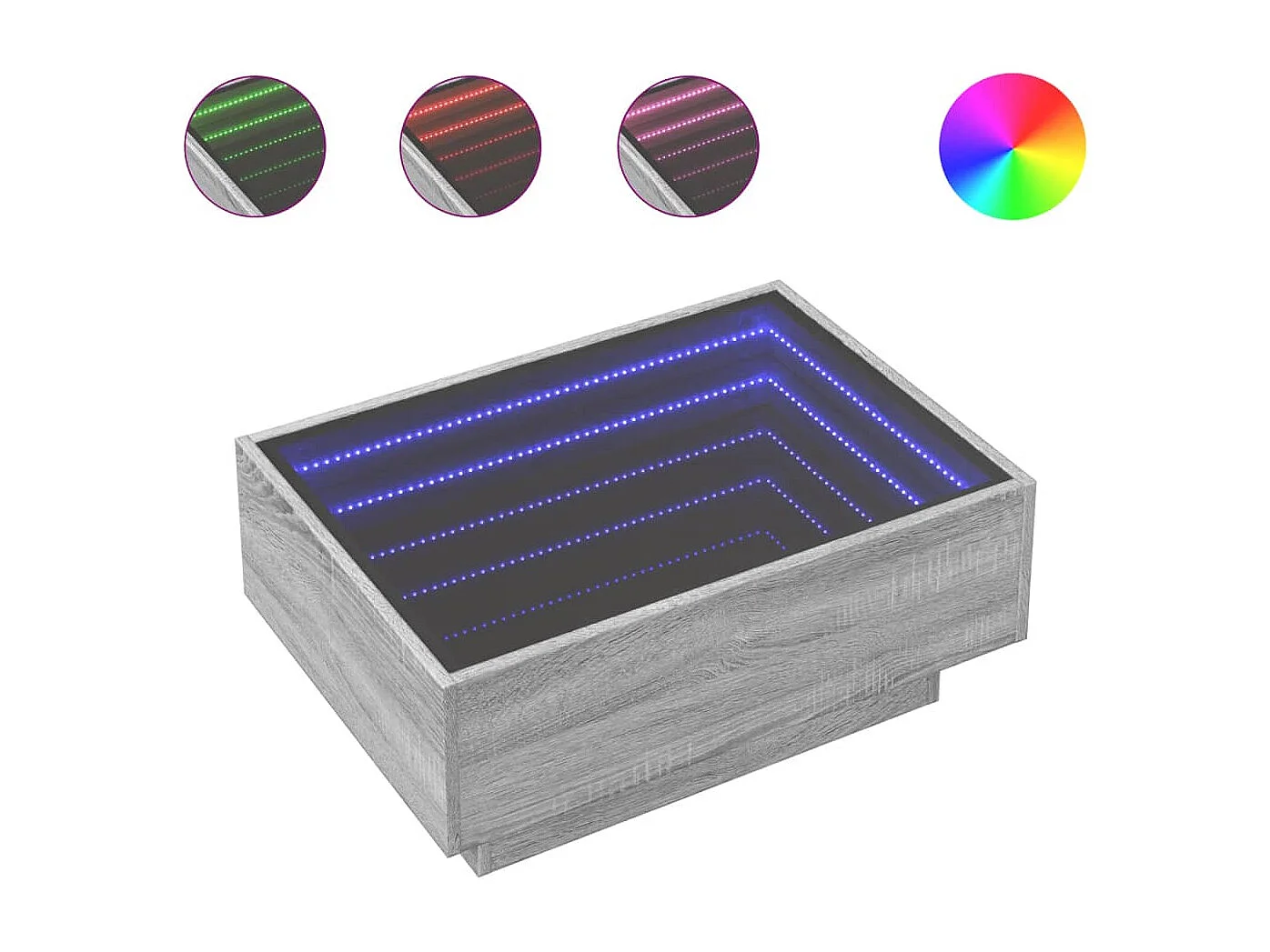 Mesa de centro y LED madera ingeniería gris Sonoma 70x50x30 cm