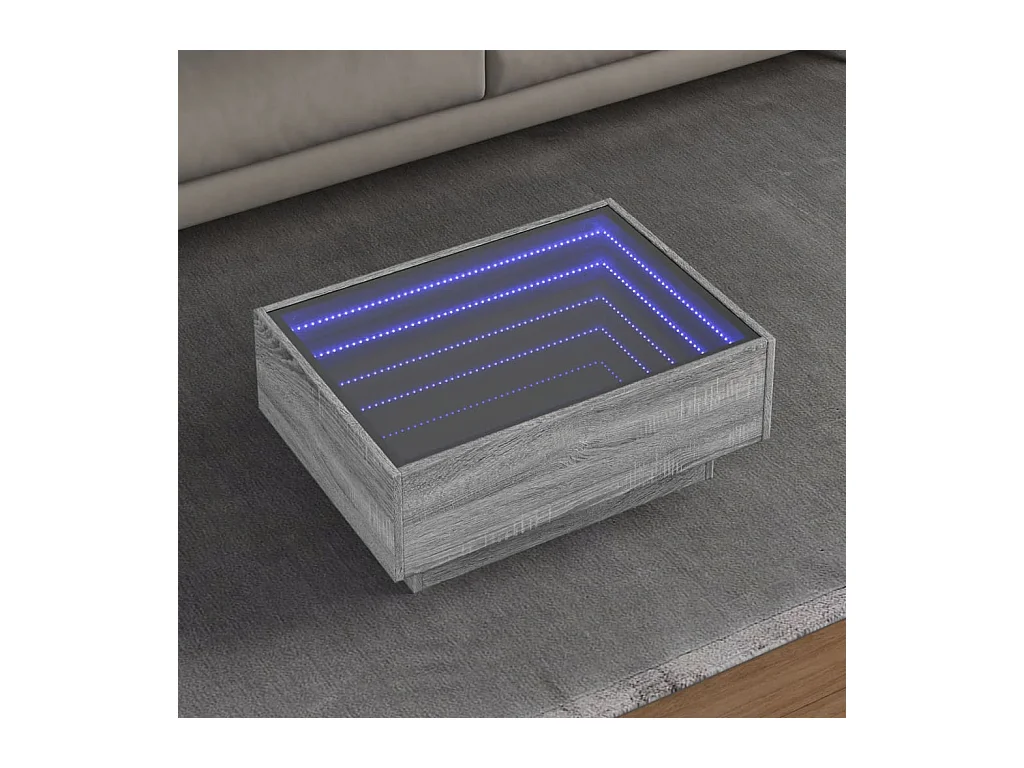 LED-Couchtisch Grau Sonoma 70x50x30 cm Holzwerkstoff