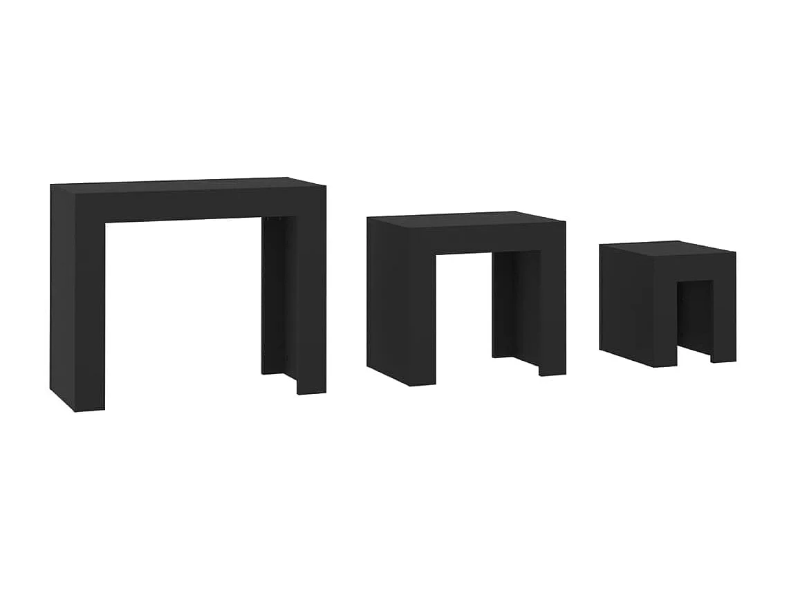 Tables basses gigognes 3 pcs noir bois d'ingénierie