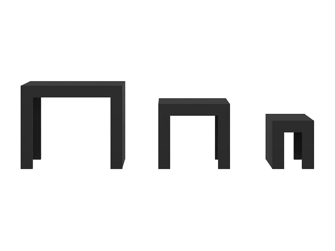 Tables basses gigognes 3 pcs noir bois d'ingénierie