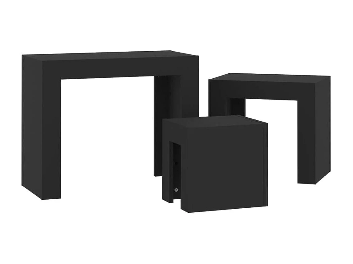 Tables basses gigognes 3 pcs noir bois d'ingénierie