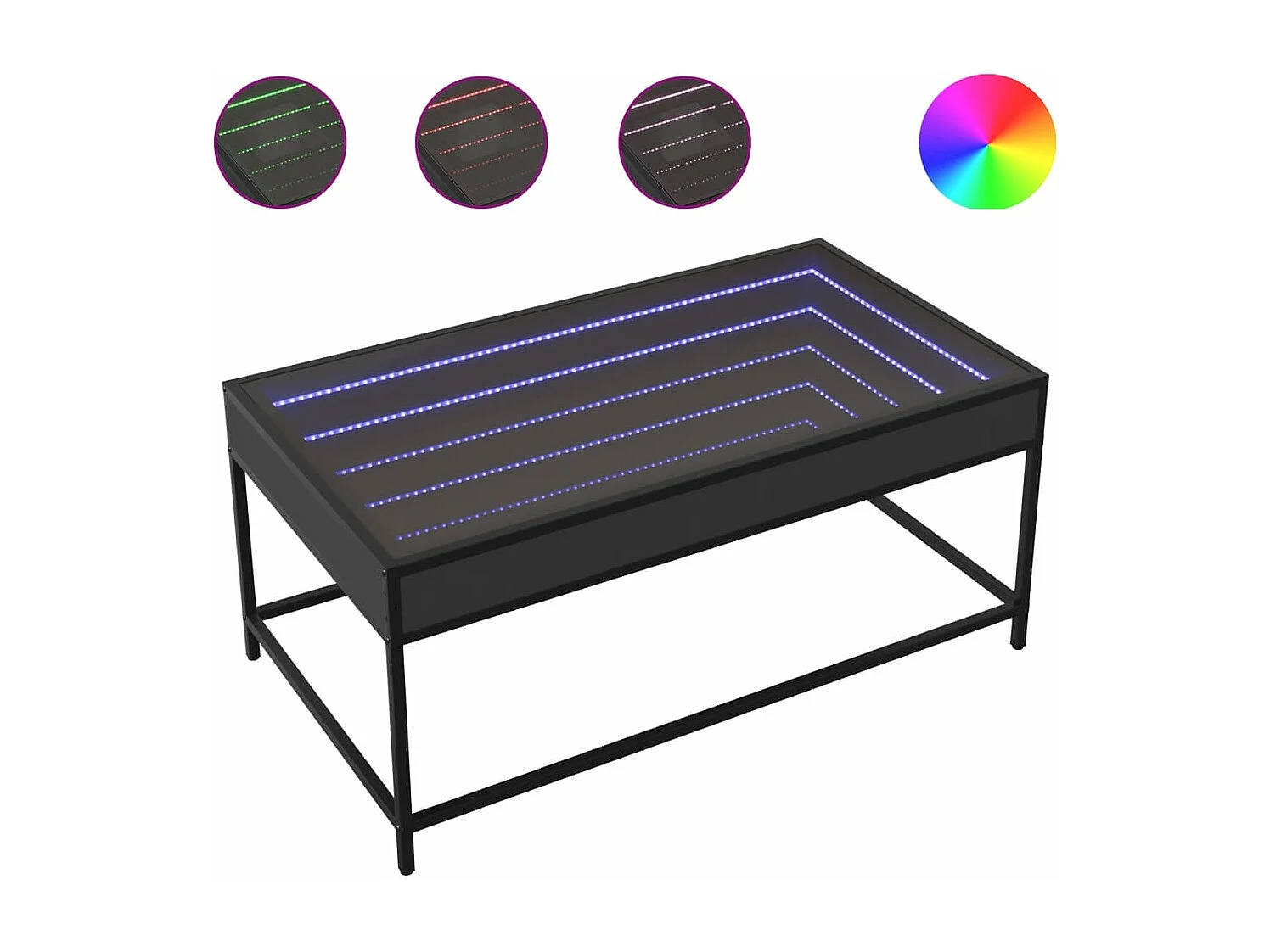Table basse avec LED infini noir 90x50x41 cm