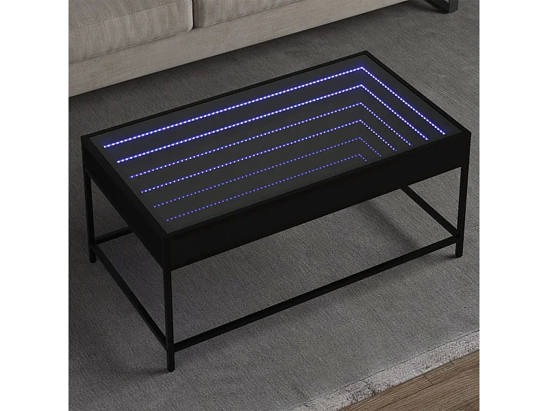 Salontafel met Infinity LED 90x50x41 cm zwart