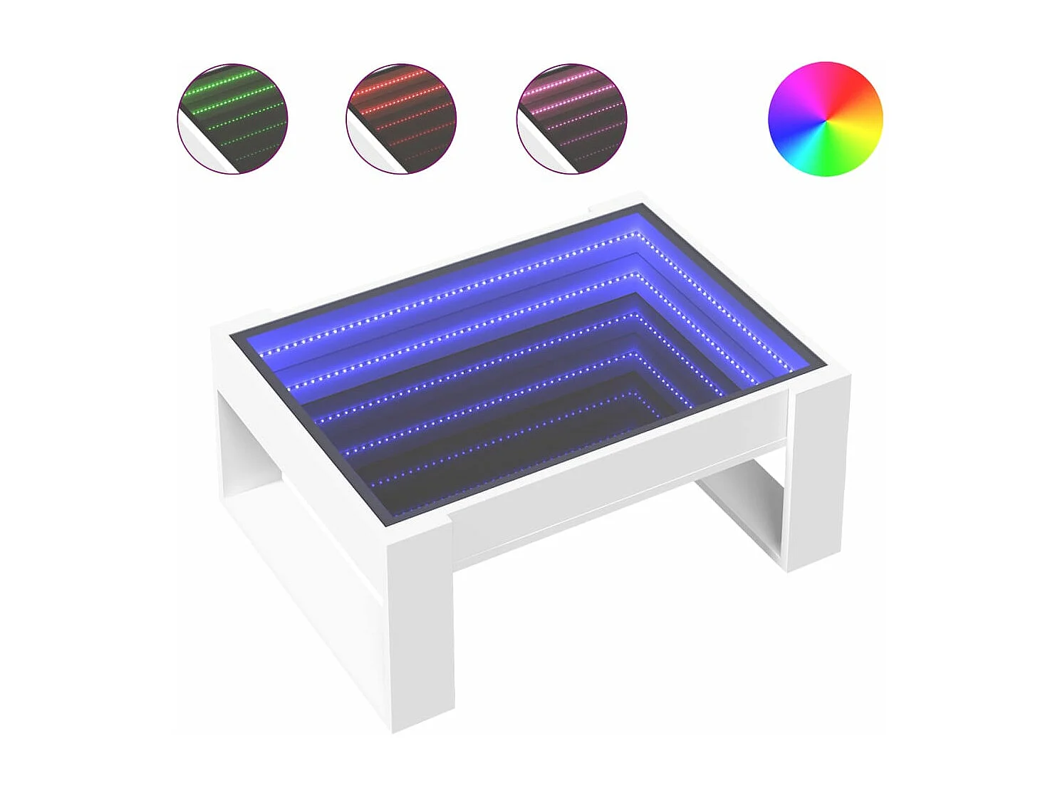 Table basse avec LED infini blanc 70x53x30 cm