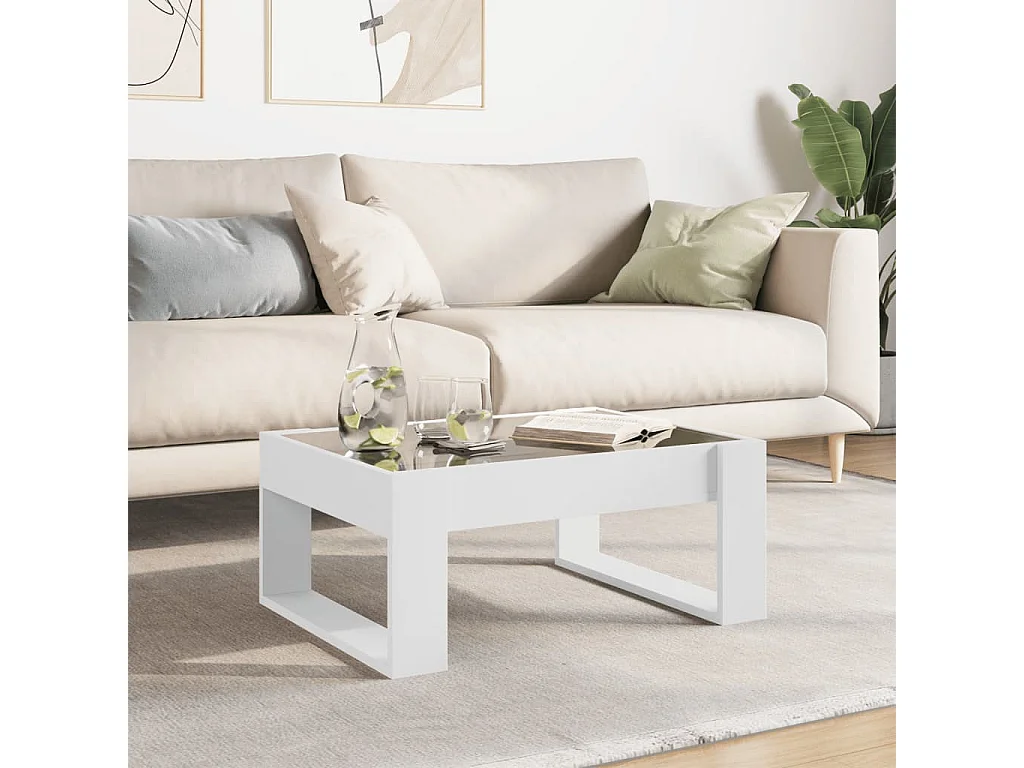 Table basse avec LED infini blanc 70x53x30 cm