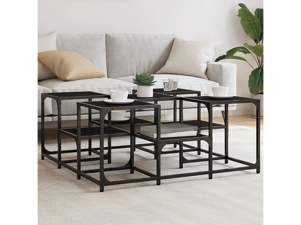 Tavolino da Salotto Nero 91x91x40 cm in Legno Multistrato