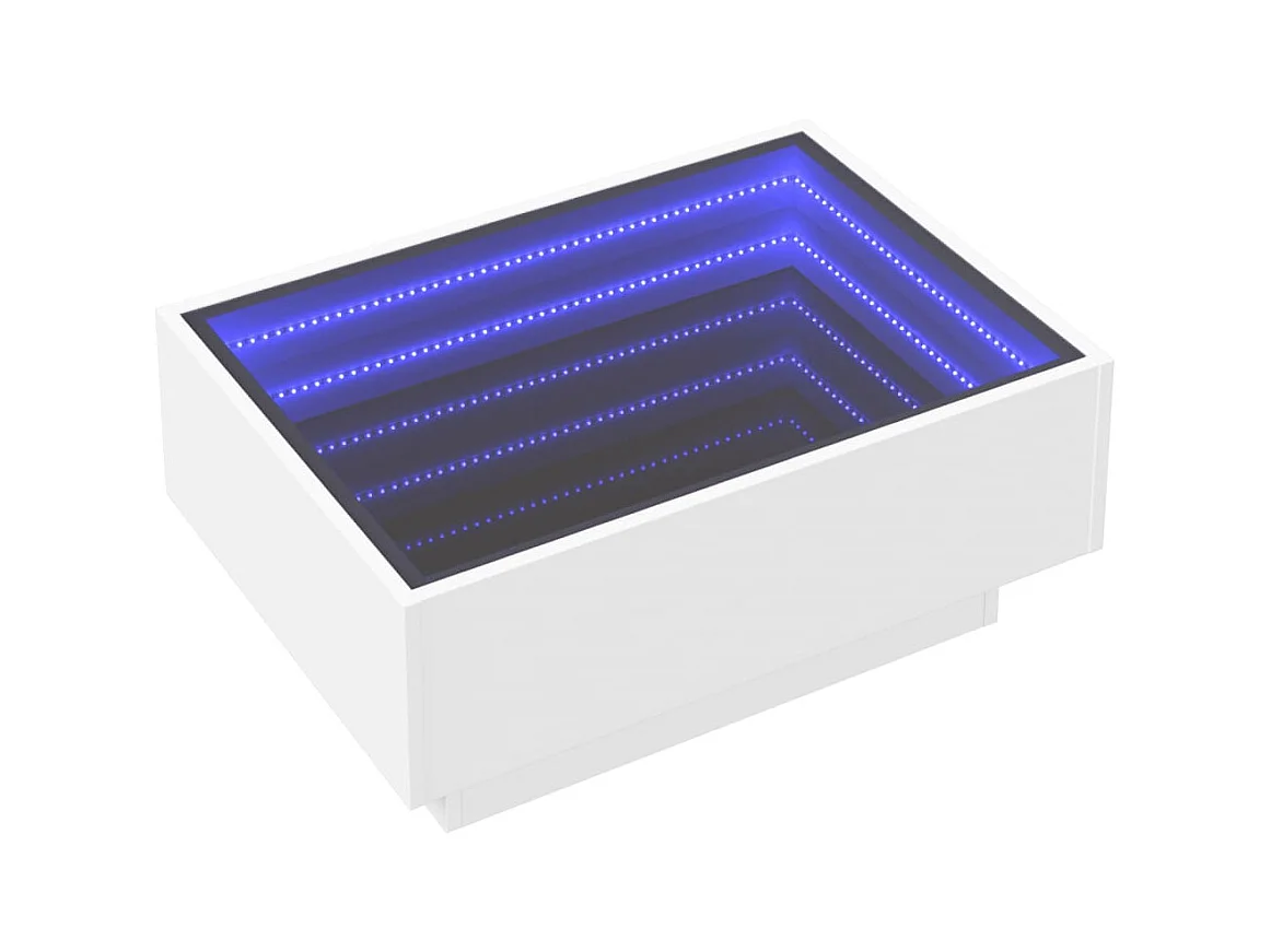 Table basse avec LED blanc 70x50x30 cm bois d'ingénierie