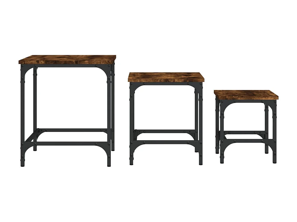 Tables basses gigognes 3 pcs chêne fumé bois d'ingénierie
