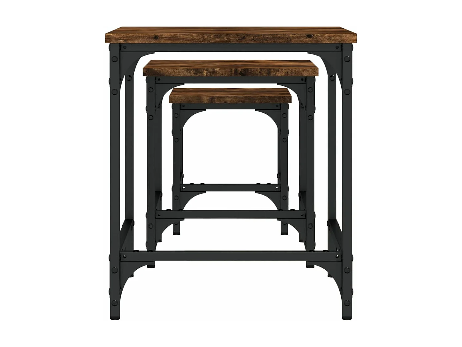 Tables basses gigognes 3 pcs chêne fumé bois d'ingénierie