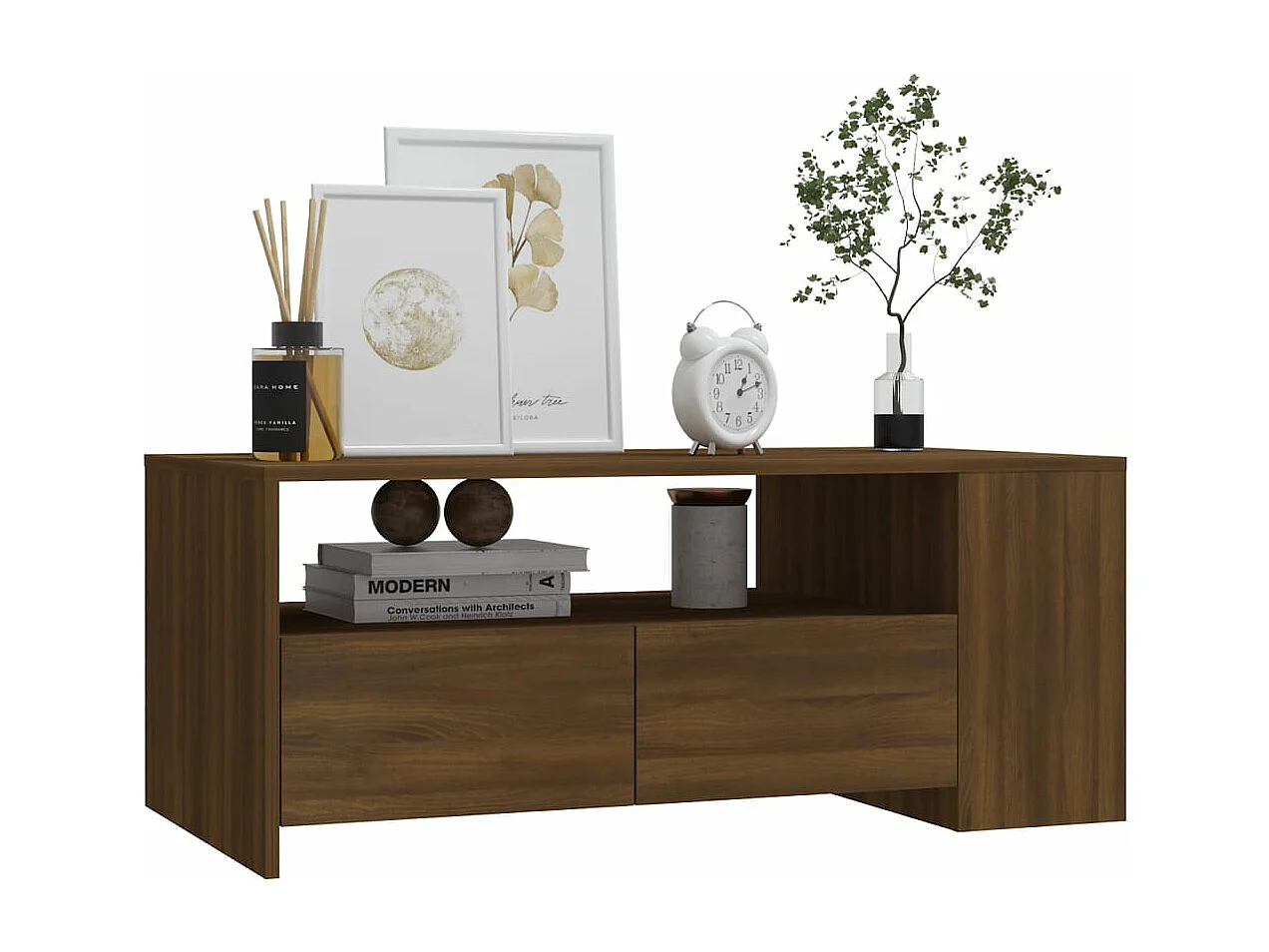 Tavolino Salotto Rovere Marrone 102x55x42 cm Legno Multistrato