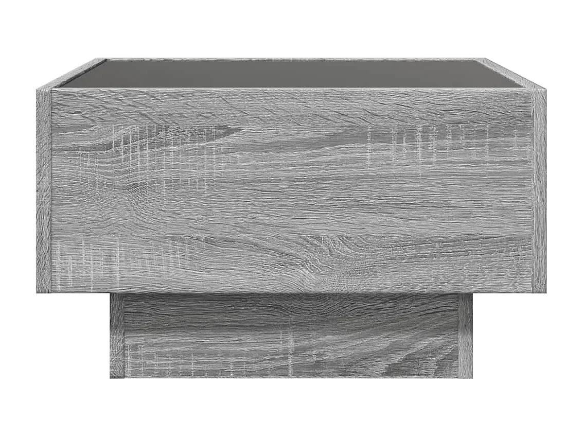 Salontafel met LED 50x50x30 cm bewerkt hout grijs sonoma eiken