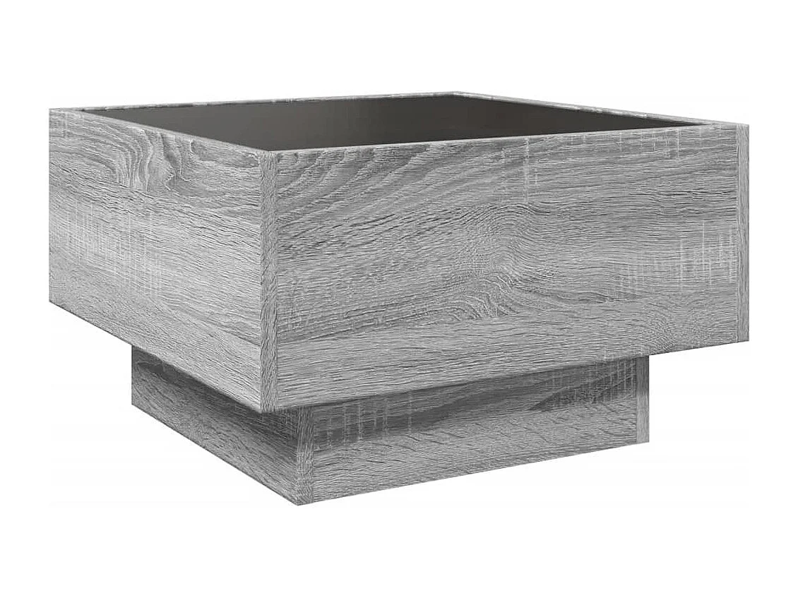 Salontafel met LED 50x50x30 cm bewerkt hout grijs sonoma eiken