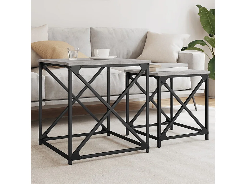 Tables basses gigognes 2 pcs sonoma gris bois d'ingénierie