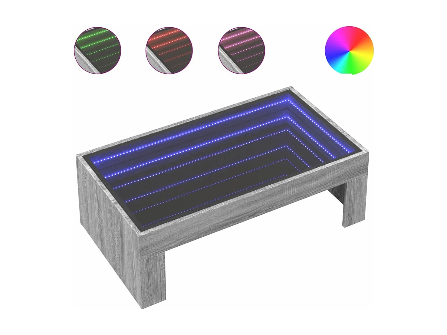 Table basse avec LED infini sonoma gris 90x50x30 cm