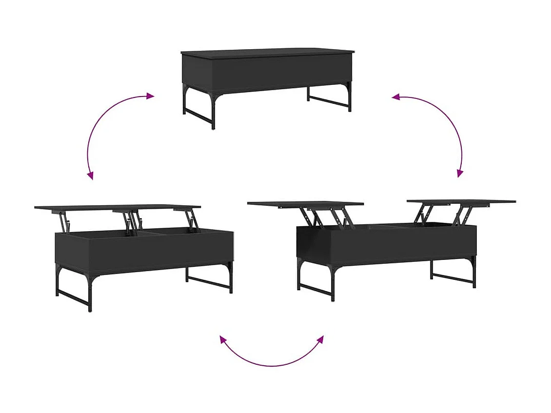 Table basse noir 100x50x40 cm bois d'ingénierie et métal