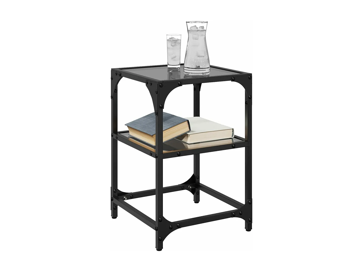 Tables basses avec dessus en verre noir 2 pcs 30x30x45 cm acier