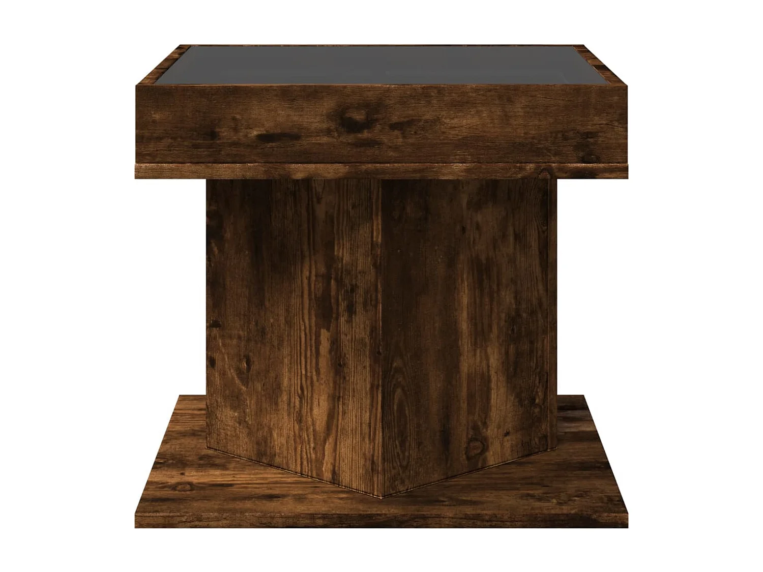 Salontafel met LED 50x50x45 cm bewerkt hout gerookt eikenkleur