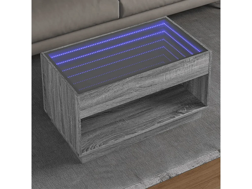 Table basse avec LED infini sonoma gris 90x50x50 cm