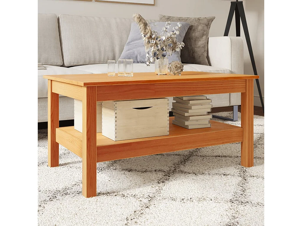 Table basse cire marron 80x50x40 cm bois massif de pin