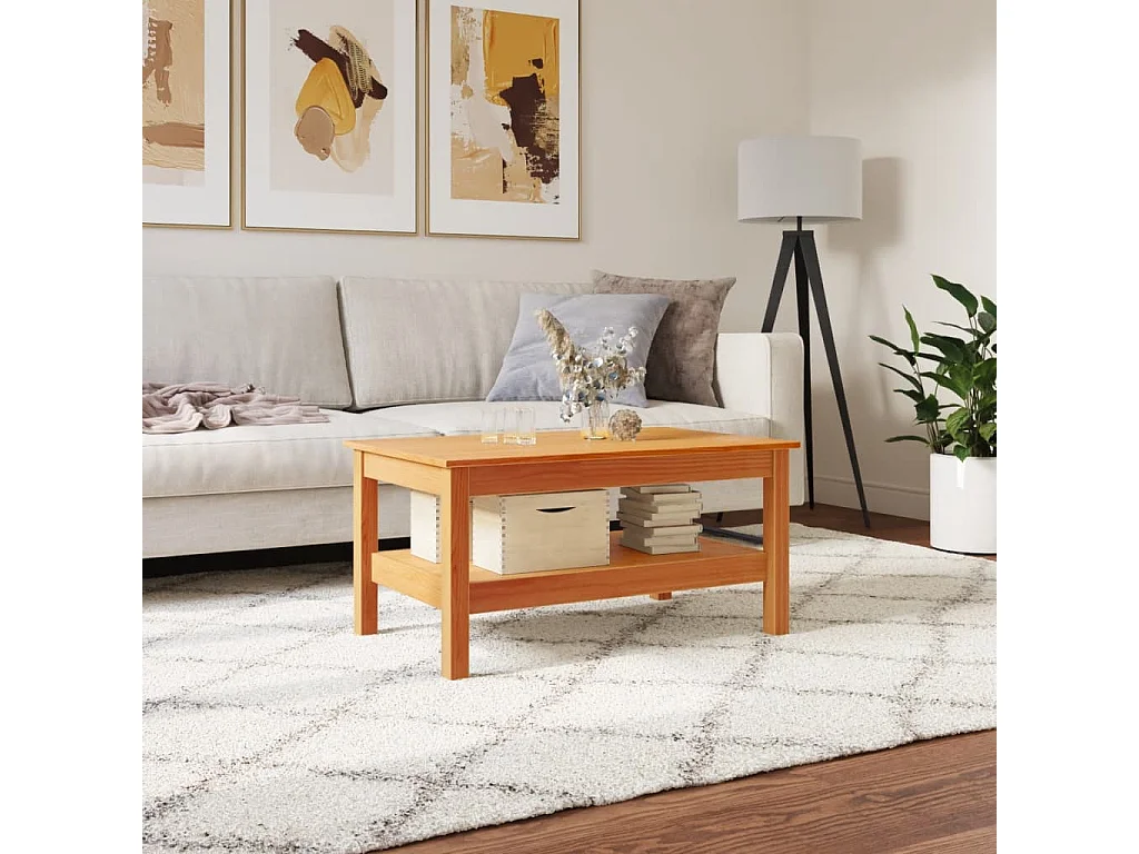 Table basse cire marron 80x50x40 cm bois massif de pin