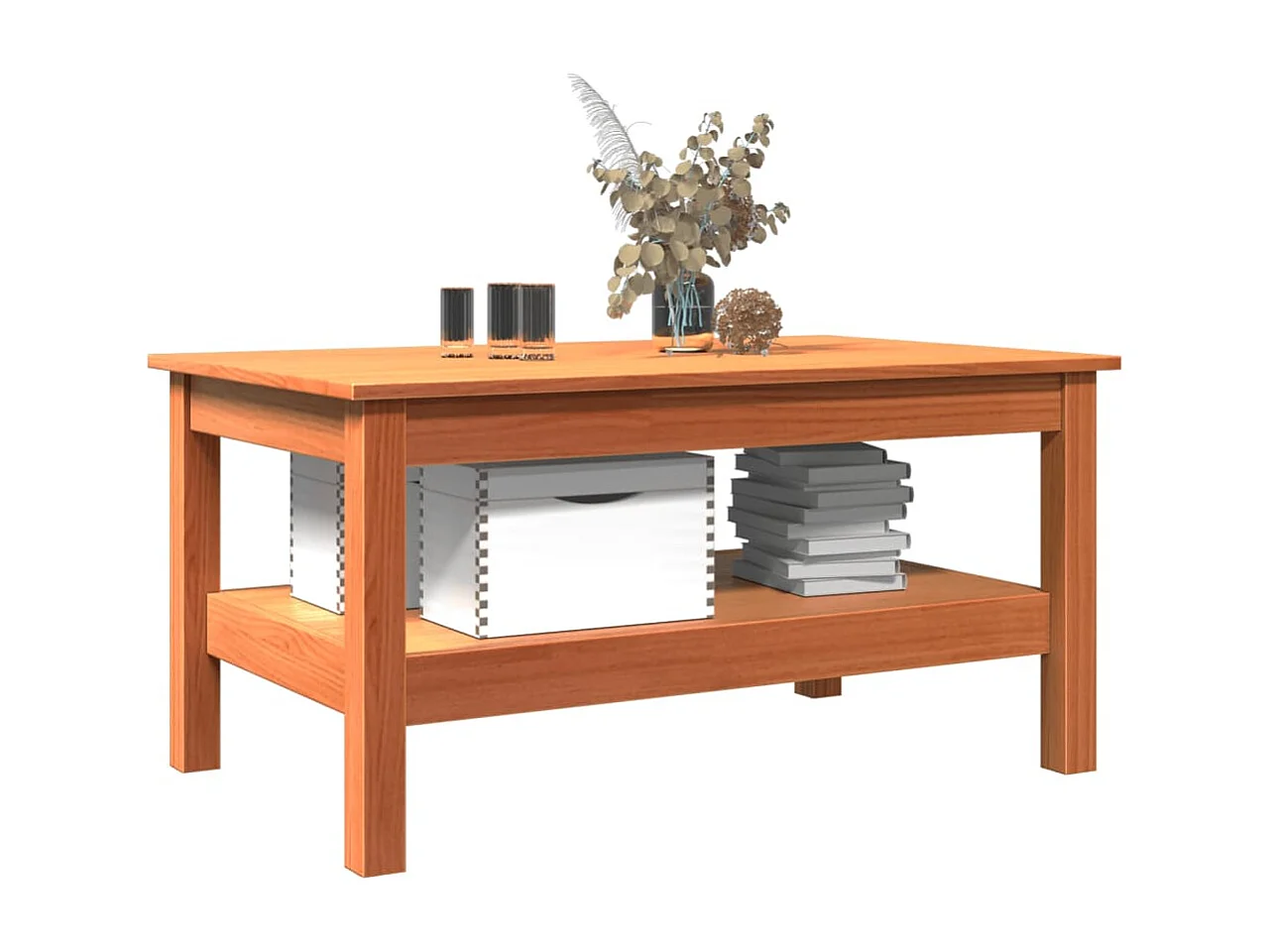 Table basse cire marron 80x50x40 cm bois massif de pin