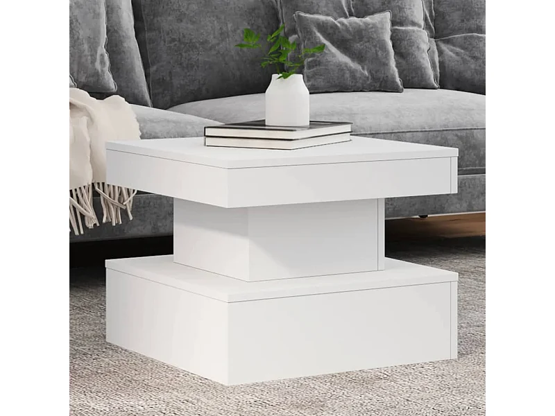 Table basse avec lumières LED blanc 50x50x40 cm