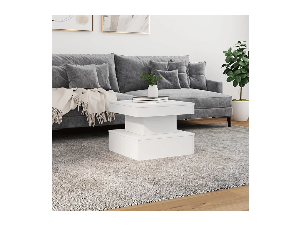 Mesa de centro con luces LED blanco 50x50x40 cm