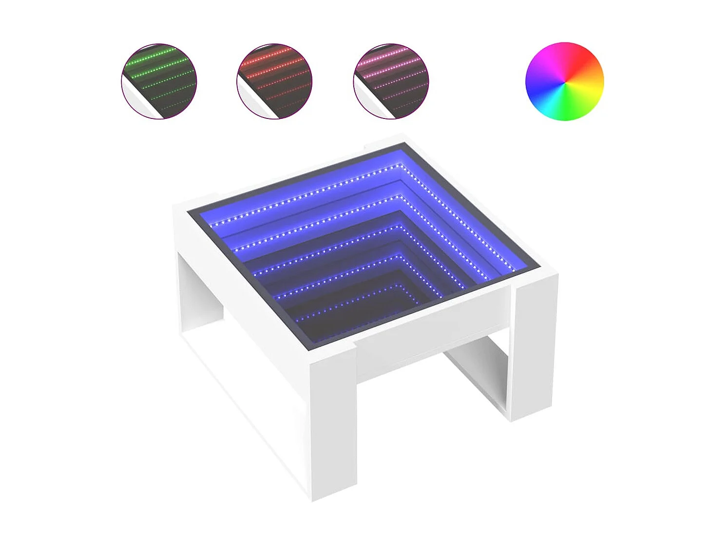 Table basse avec LED infini blanc 50x53x30 cm