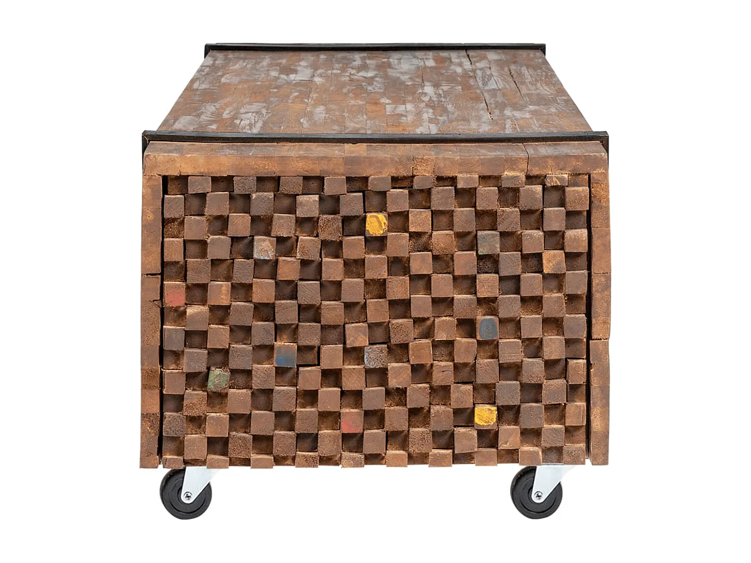 Mesa de centro de madera maciza de teca 110x45x38 cm