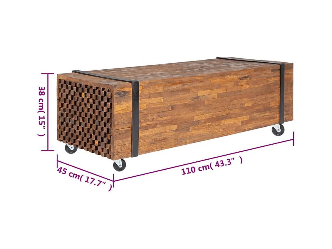Table basse 110x45x38 cm bois de teck solide