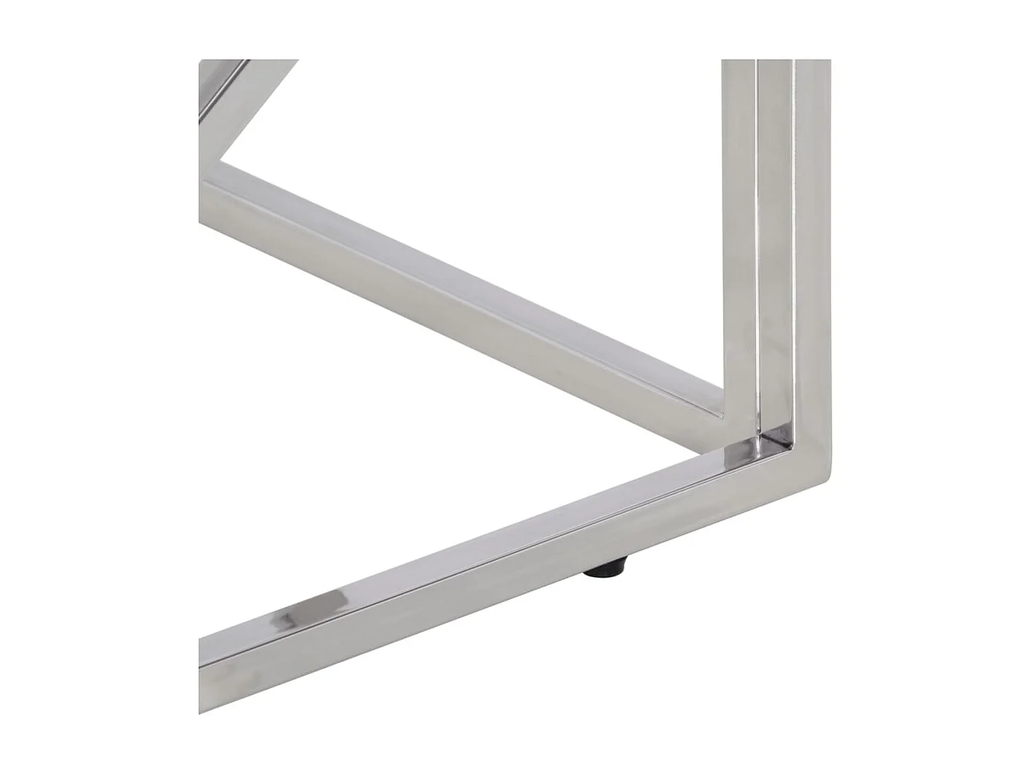 Table basse argenté acier inoxydable et verre trempé