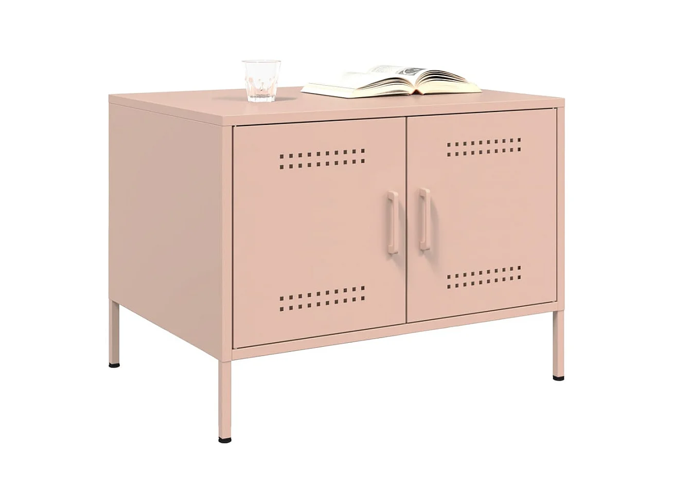 Table basse rose 68x50x50,5 cm acier