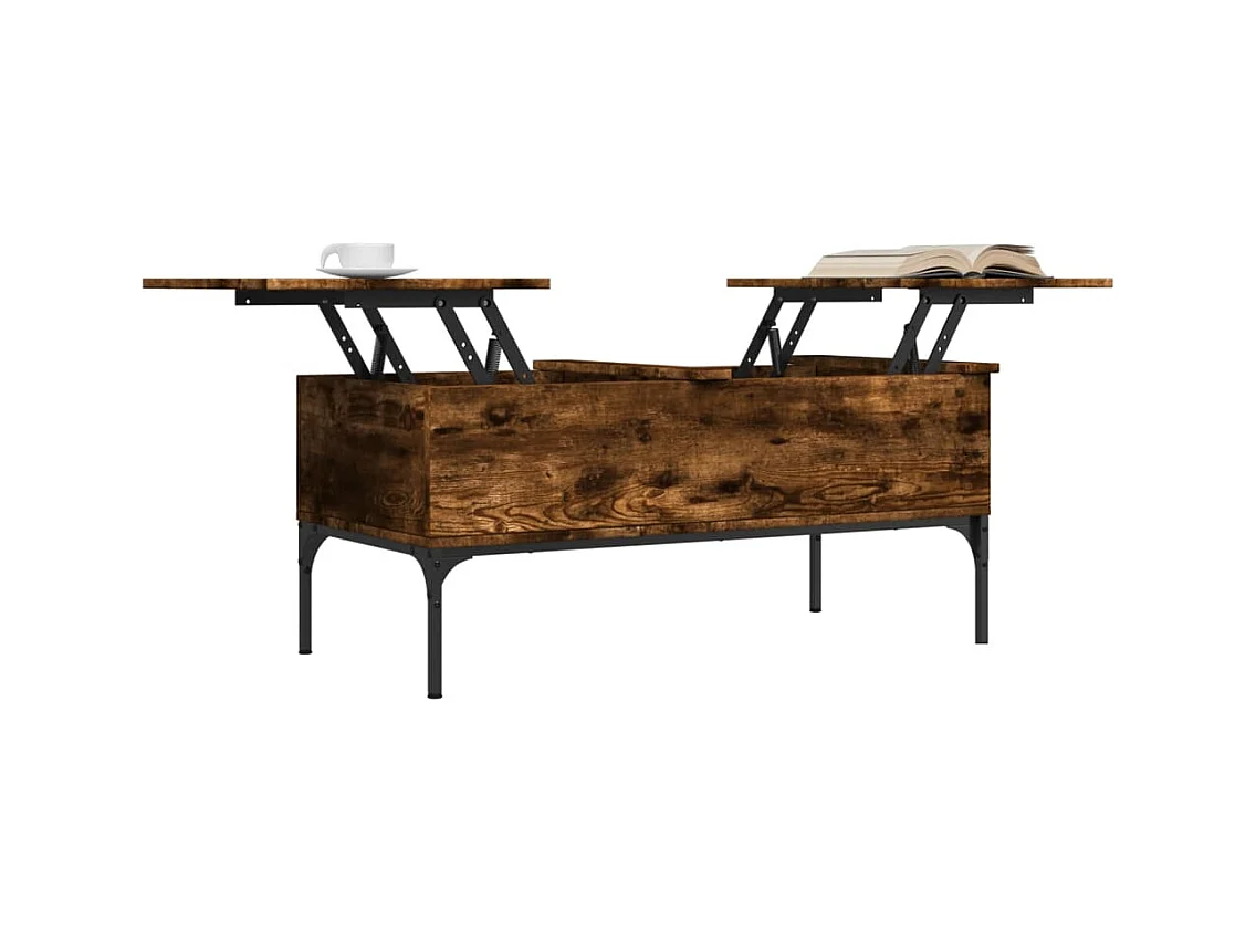 Couchtisch Räuchereiche 100x50x45 cm Holzwerkstoff und Metall