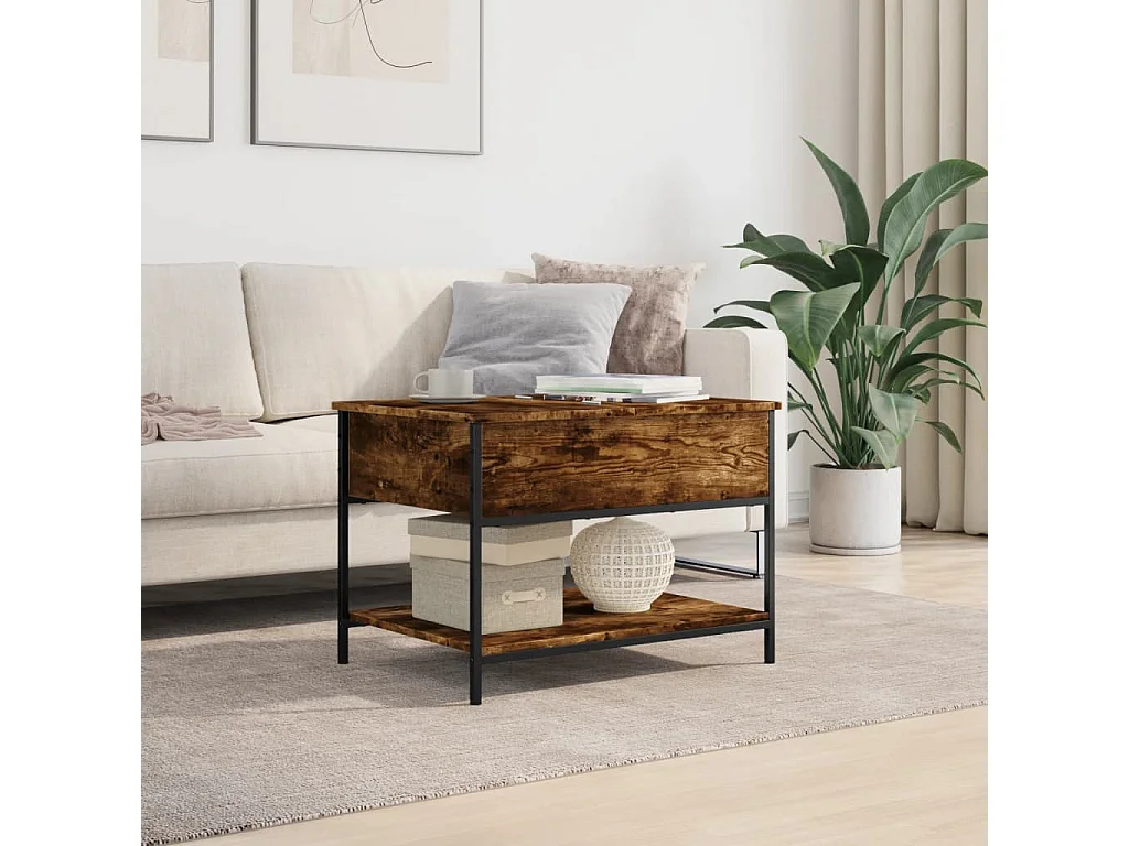 Couchtisch Räuchereiche 70x50x50 cm Holzwerkstoff und Metall