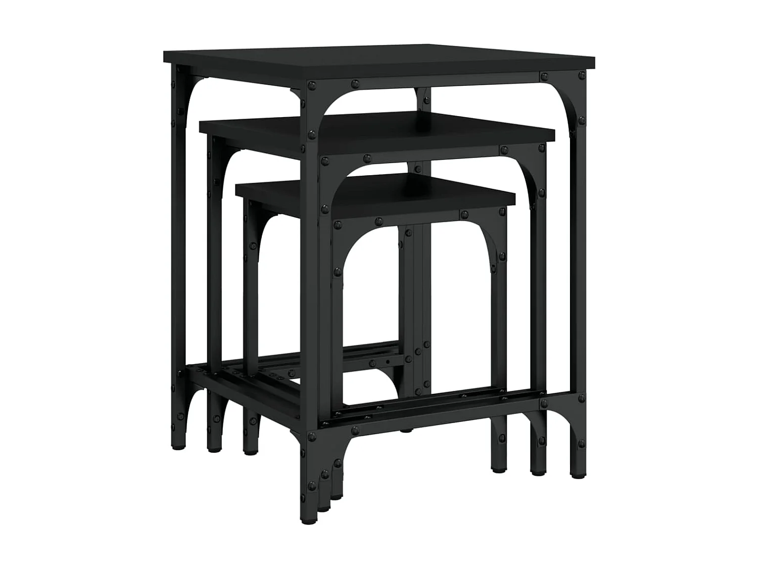 Tables basses gigognes 3 pcs noir bois d'ingénierie