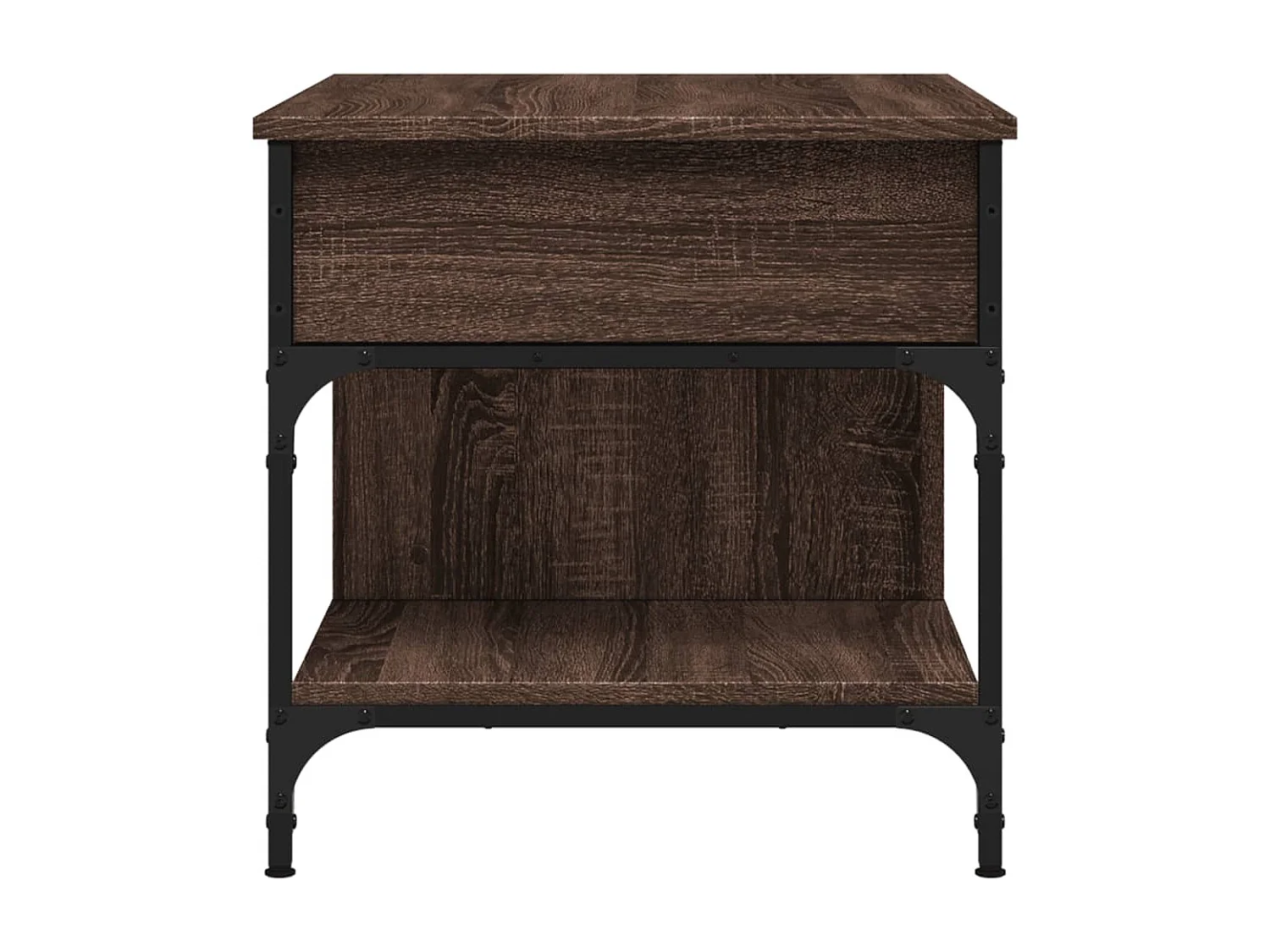 Table basse chêne marron 70x50x50 cm bois d'ingénierie et métal