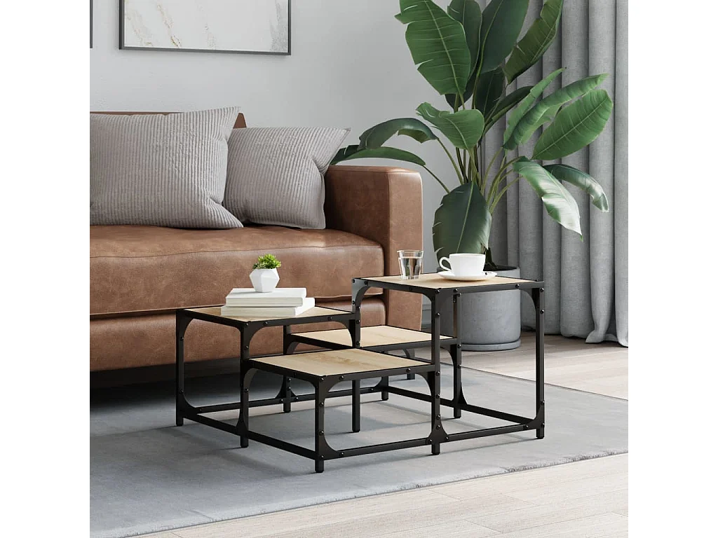 Salontafel 68x68x40 cm bewerkt hout sonoma eikenkleurig