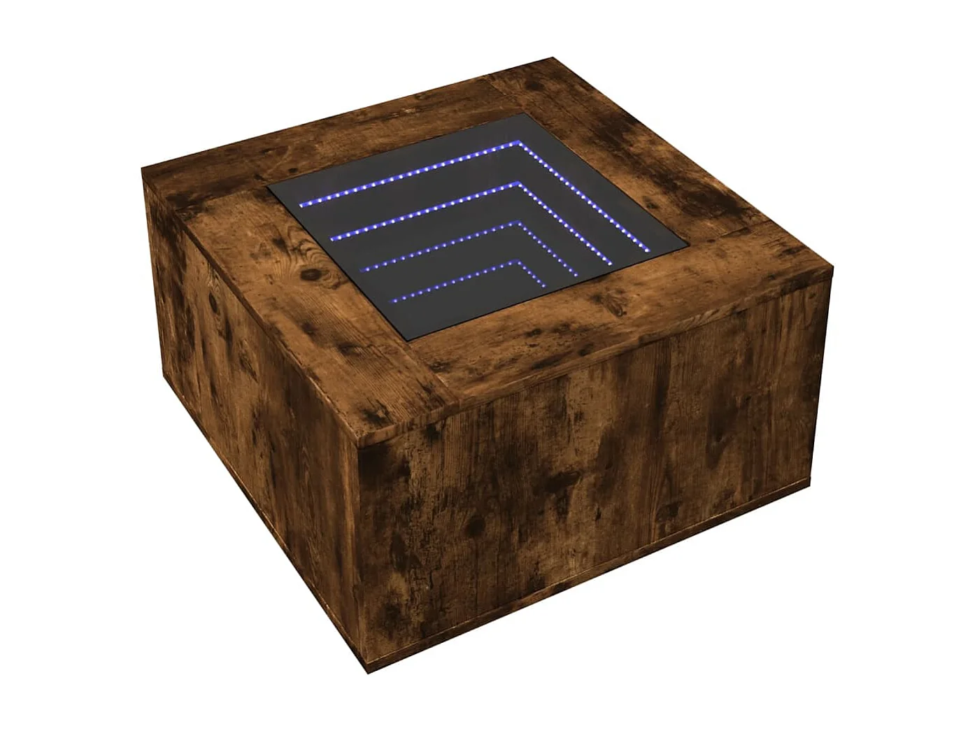 Table basse avec LED chêne fumé 60x60x40 cm bois d'ingénierie