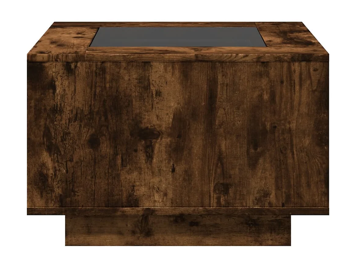 Table basse avec LED chêne fumé 60x60x40 cm bois d'ingénierie