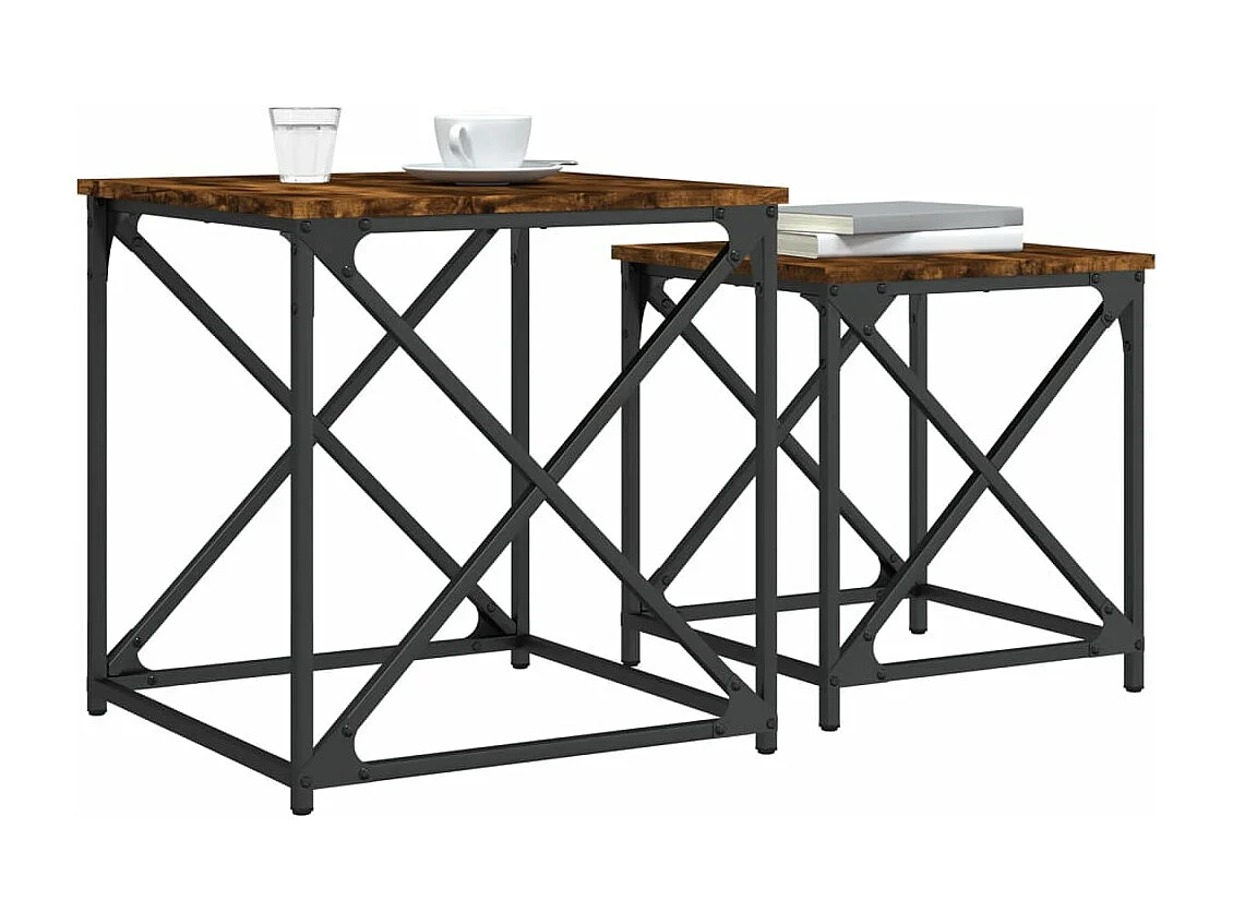 Tables basses gigognes 2 pcs chêne fumé bois d'ingénierie