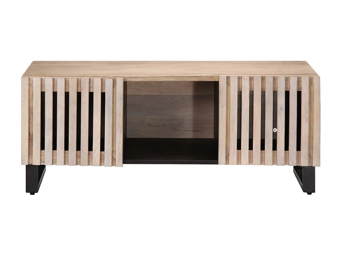 Tavolino da Salotto Bianco 100x55x40 cm Legno Massello di Mango