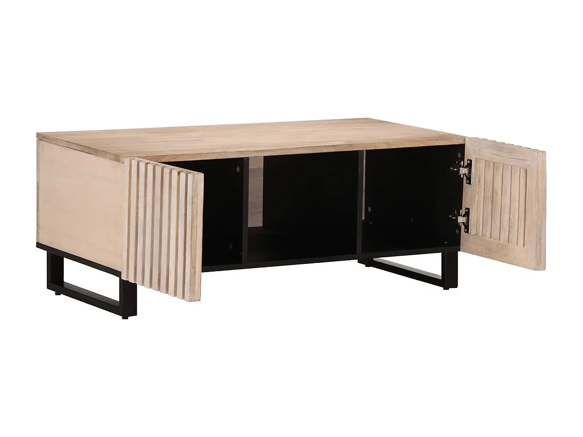 Table basse blanc 100x55x40 cm bois de manguier massif